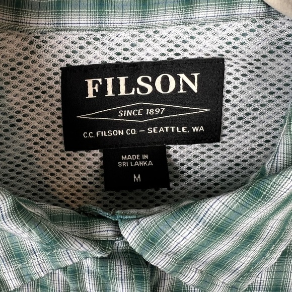 Filson Plaid Nylon Vented Outdoor Long Sleeve Button Up Shirt - Picture 6 of 7